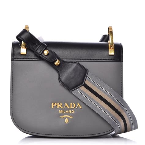 PRADA City Calf Pionniere Saddle Bag Black 